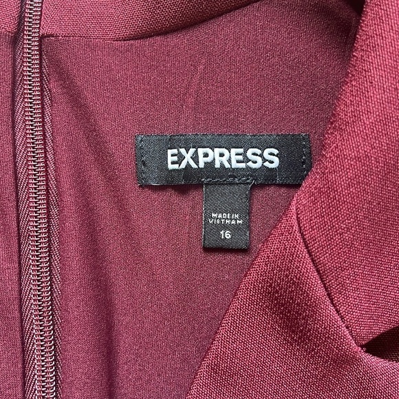 EXPRESS Long Sleeve Blazer Jumpsuit in Wine Red Size 16 - Picture 10 of 13